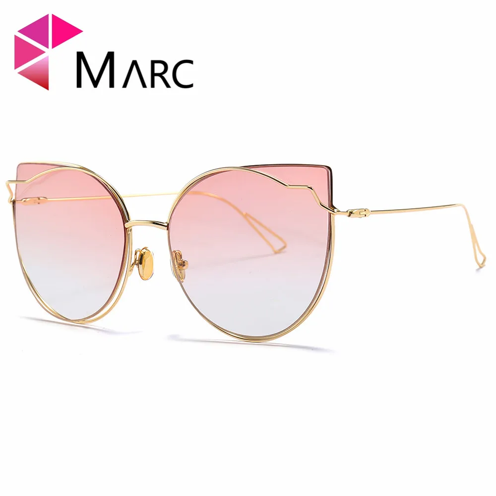 

MARC UV400 2018NEW WOMEN Eyewear sunglasses Oculos Black sol gafas Polycarbonate Alloy Oval fashion resin Cat eyemetal