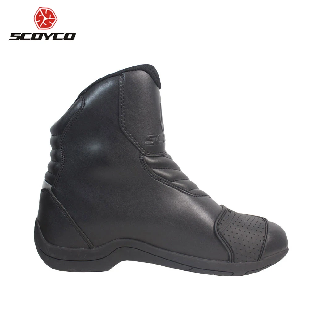 Botas de motocicleta SCOYCO de carreras de cuero a prueba de agua Motocross Botas de motociclista corto de velocidad de carretera Botas profesionales MBT011W Botas de motocicleta SCOYCO de carreras de cuero a prueba de agua Motocross Botas de motociclista corto de velocidad de carretera Botas profesionales MBT011W