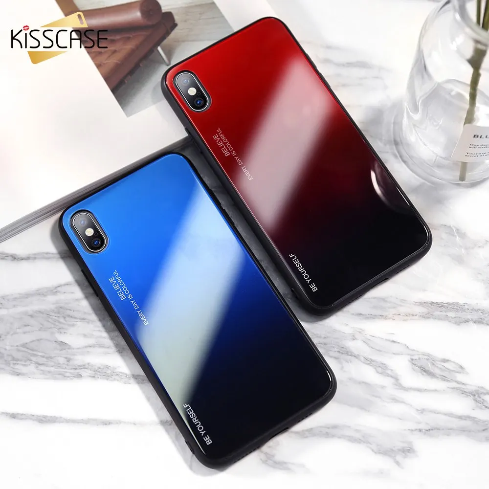 KISSCASE чехол из закаленного стекла для Red mi Note 7 6 Pro 6A градиентный цветной Xiaomi Redmi 8 A2