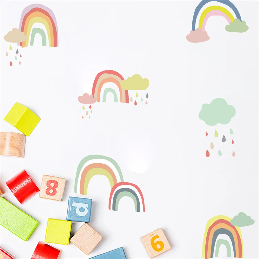 

Cartoon Rainbow Wall Sticker Transparent PVC Children Room Mural Wall Decals Nordic Style Baby Room Decoration Supplier Hot sale