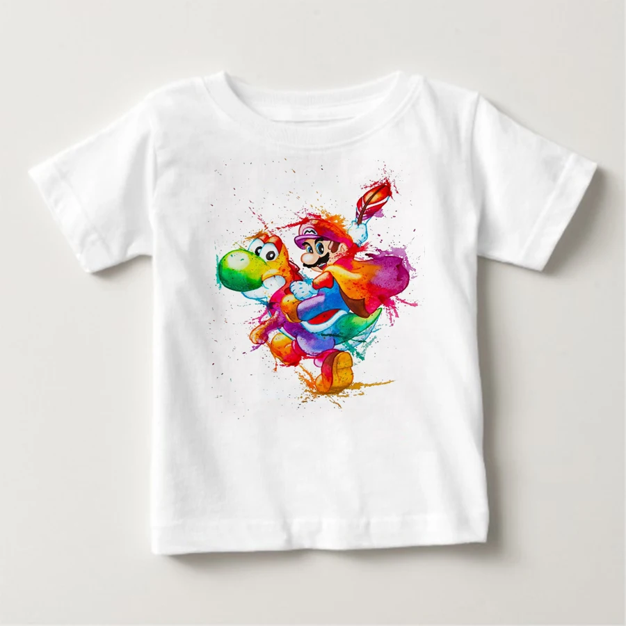 Mario brothers с рисунками героев мультфильма Детская футболка милые Для мальчиков и