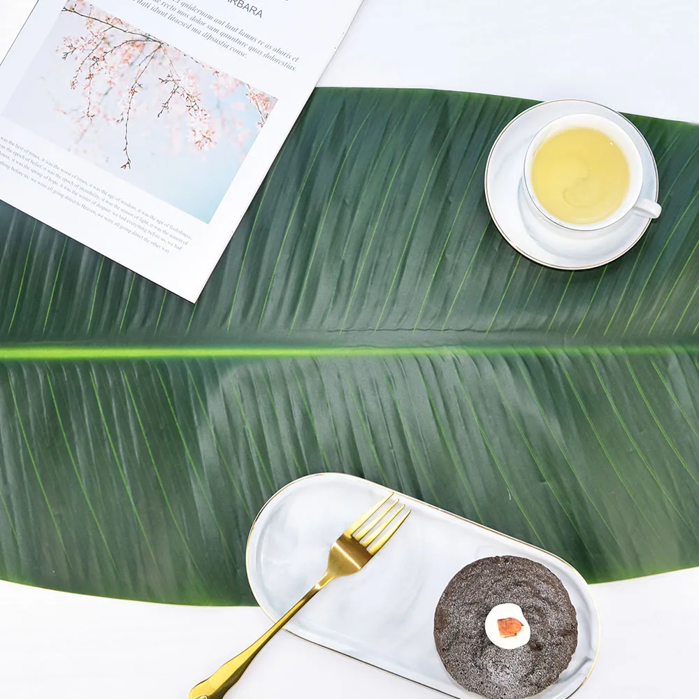 

PVC Placemat For Dining Table Mat Emulation Leaf Placemat Soft Insulation Pad Birthday Party Tablecloth Home Decoration 1pc