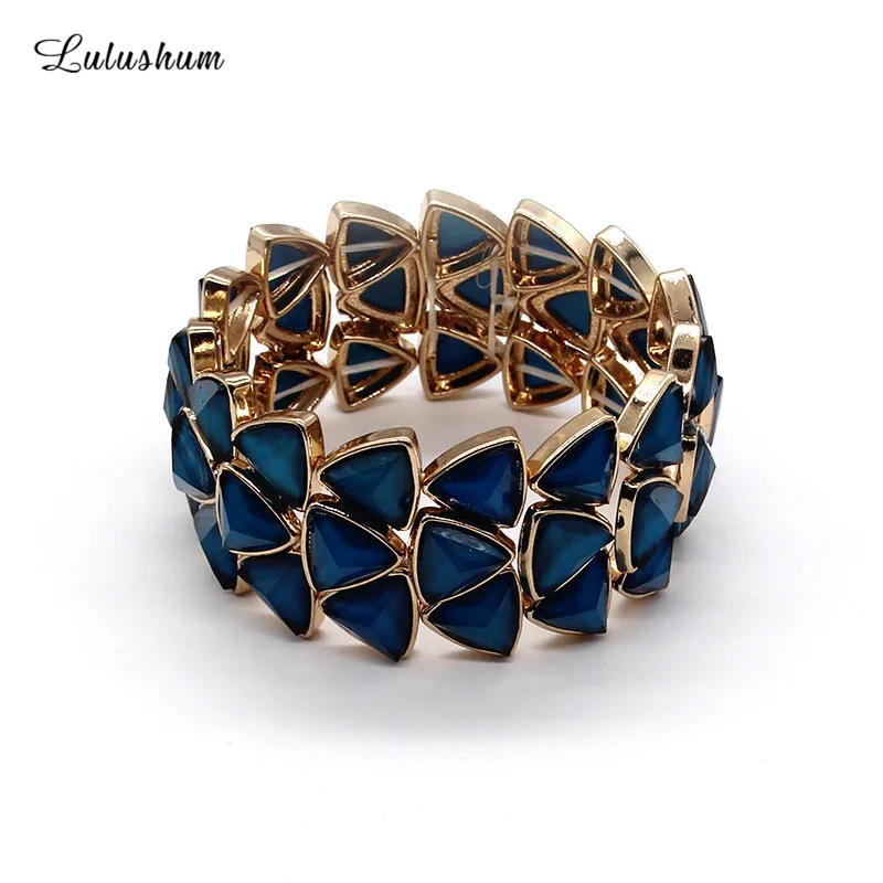 

SANYU Alloy Stretch Bracelet For Women 2019 Electroplated 20k Gold Point Guomao Resin Drill Bangle Female Jewelry Bijoux BR-1624