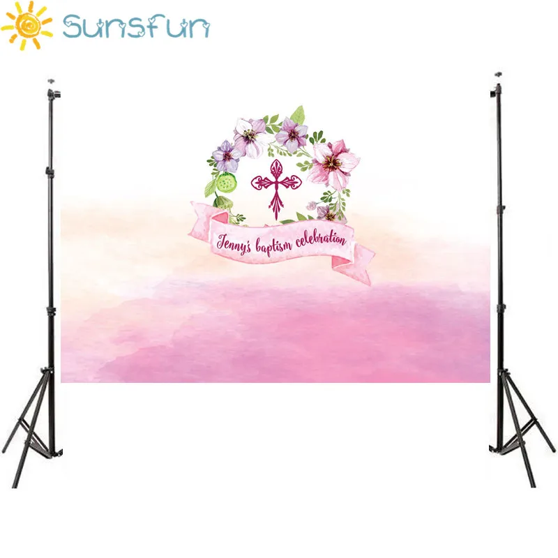 Sunsfun 5x3ft акварель розовый Baby Shower День рождения крест цветок мультфильм День рождения фон фотостудия