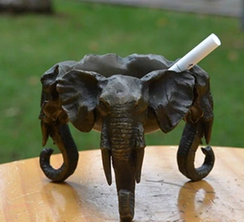 

Western Art Deco Handmade Sculpture Elephant Ashtray Pure Bronze Copper Statue
