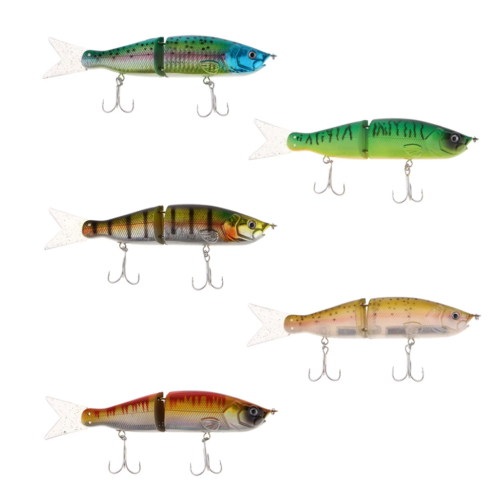 Artificial Bait Fishing 2-Section Multi Jointed Fishing Lures Swimbait with 2 Treble Hooks Minnow Crankbait Artficial Soft Bait