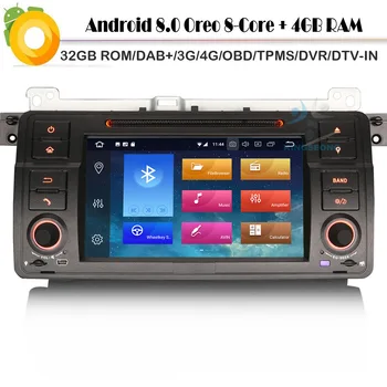 

Octa-Cor DAB+ Autoradio Android 8.0 Bluetooth Sat Navi WiFi 4G DVD Radio GPS DVR OBD DVT-IN Car CD Player For BMW 3er E46 3er M3