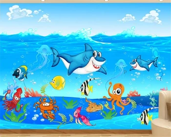 

beibehang wallpaper for kids room Mural 3d Underwater world 3d photo wallpaper wall cartoon decorative mural papel de parede 3d