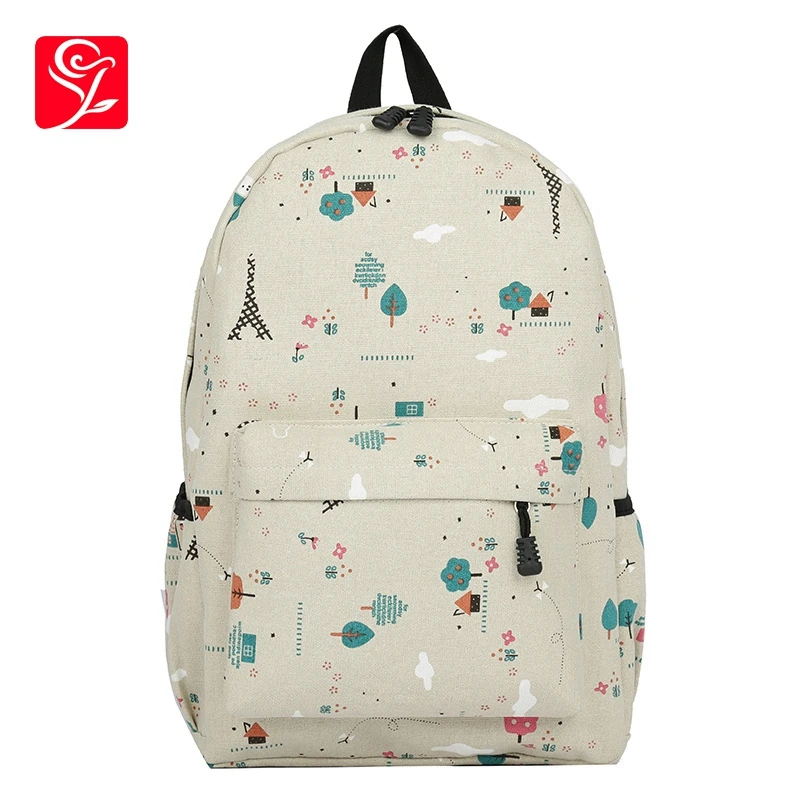 

Women Canvas Landscape Printing Backpacks Casual Zipper School Bags For Teenagers Girl Rucksack Laptop Travel Bagpack