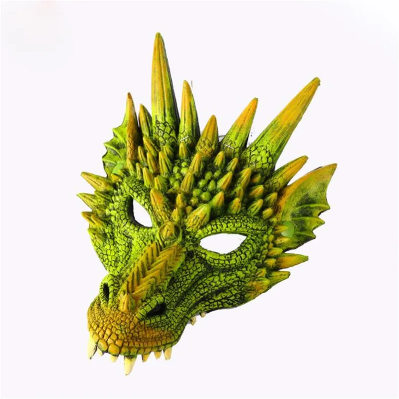 Зеленый Mardi Gras PU вспененный 3D животное Лун китайский дракон костюмная Маска Косплей Рождество Хэллоуин Карнавал вечерние для мужчин и женщин - Цвет: Зеленый
