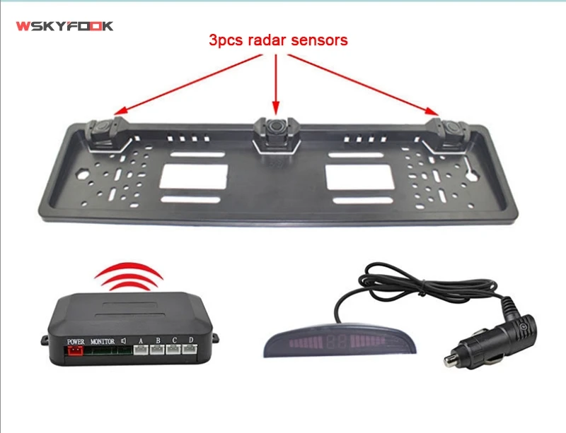 Wireless Parking Sensor Kit Auto European License Plate Frame Sensor