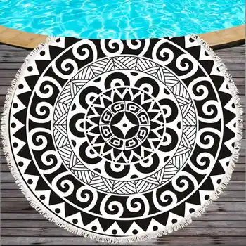 

Summer Women Beach Towels Geometry Printed Blanket Ball Tassels Yoga Mat Tippet Beach Shawl Sitting Cushion Swimming Mat