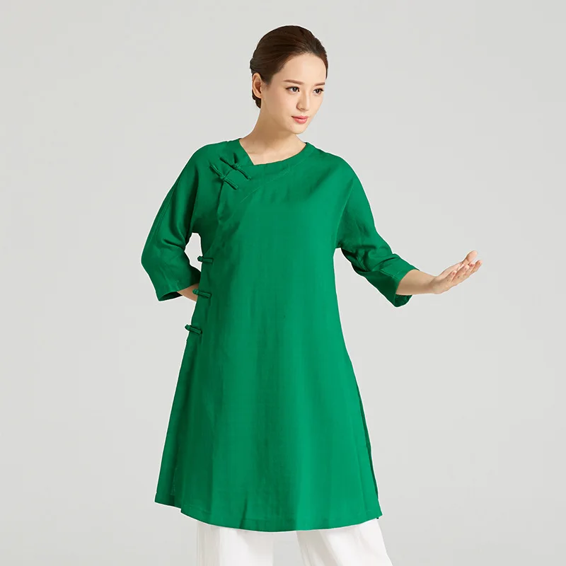 

New Top Grade Chinese Kung Fu Clothing Tai Chi robe Linen wushu clothes Martial Arts Taiji Wudang tops for women Girl 3colors