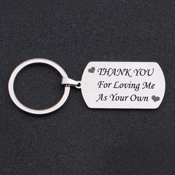 

"Thank You For Loving Me As Your Own"For Stepmom Stepdad Key Chain 3 Colors Heart Engraved Jewelry Keyrings Thanksgiving Gift