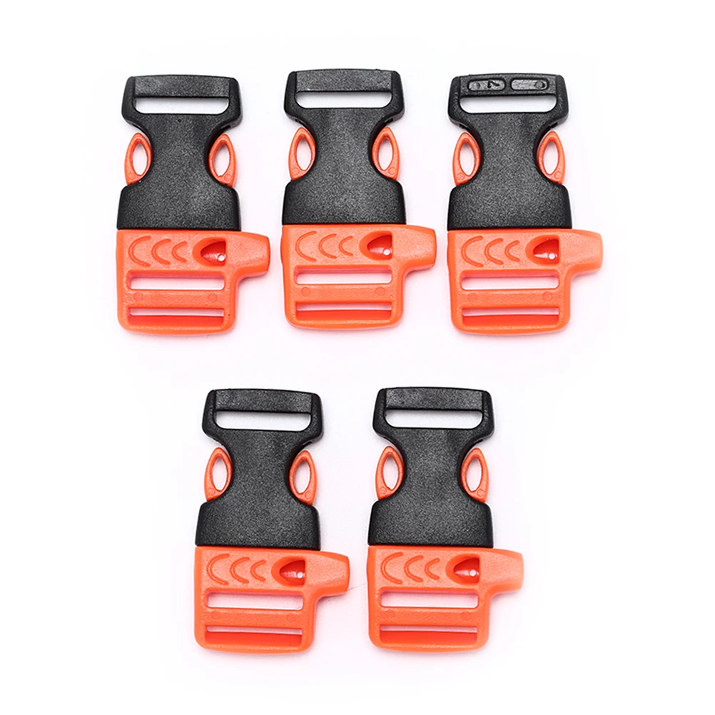Plastic Curved Side Release Buckles 5 pcs/pack Survival Whistle Buckle For Bracelet/ Backpack