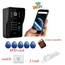 Freeship de dhl Wifi puerta de intercomunicación Timbre de la Cámara Wifi APP Remote View Desbloquear Metal RFID Puerta de Intercomunicación Magnético Electrónico bloqueo