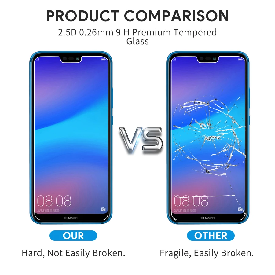Закаленное стекло 2 шт. для Huawei P20 Lite Huawe P40 Light E P30 P 40 20 Pro P10 Plus P9 Mini P8 защитная пленка