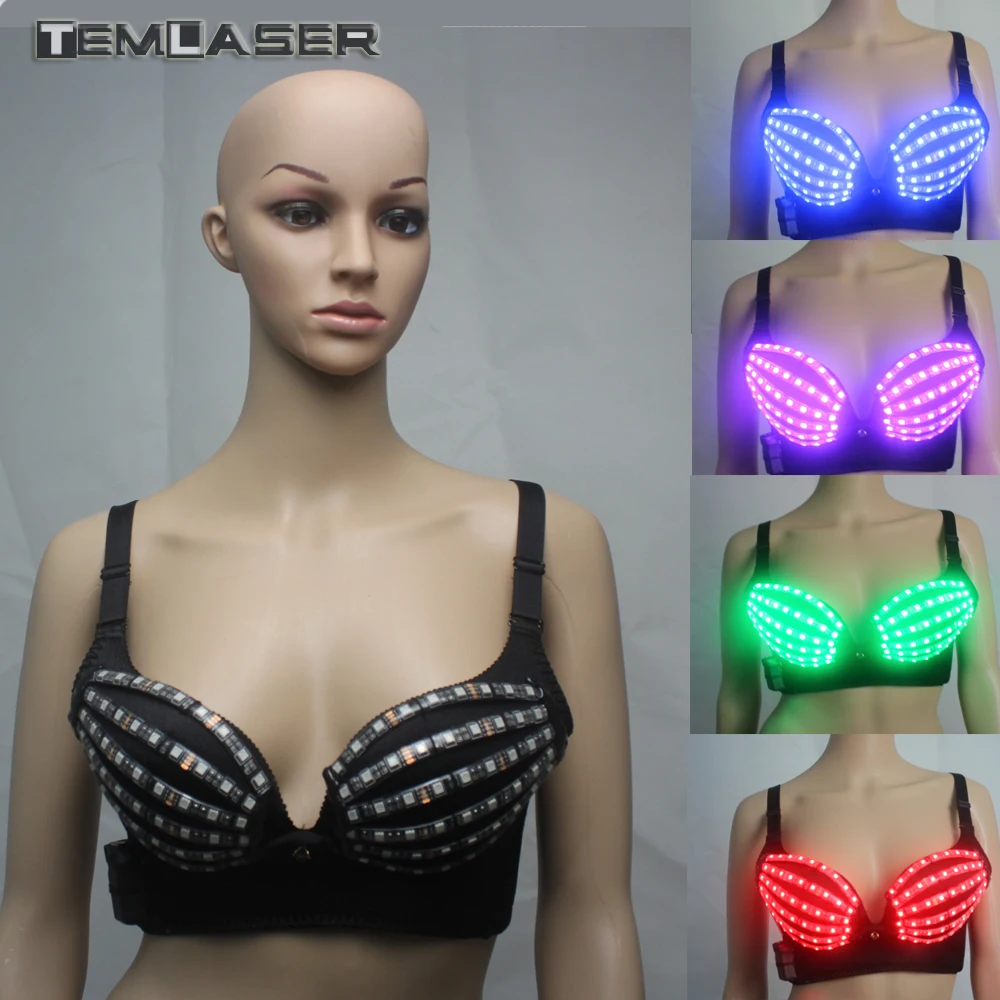 7 Color RGB Bra font b Underwear b font Sexy Lady Bra Laser Show Stage Costumes