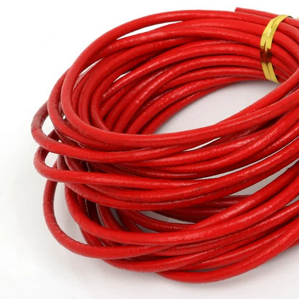 3 мм 5 м/лот 13 цветная круглая форма веревка из натуральной кожи шнур ювелирные изделия для браслета Поиск DIY решений - Цвет: red