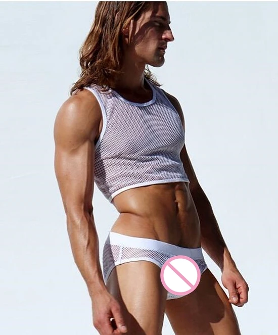 

men's sexy tanks tops Male underwear Gay clothing mesh net Fashion man clothes Undershirts men sleeveless vest fishnet tank top