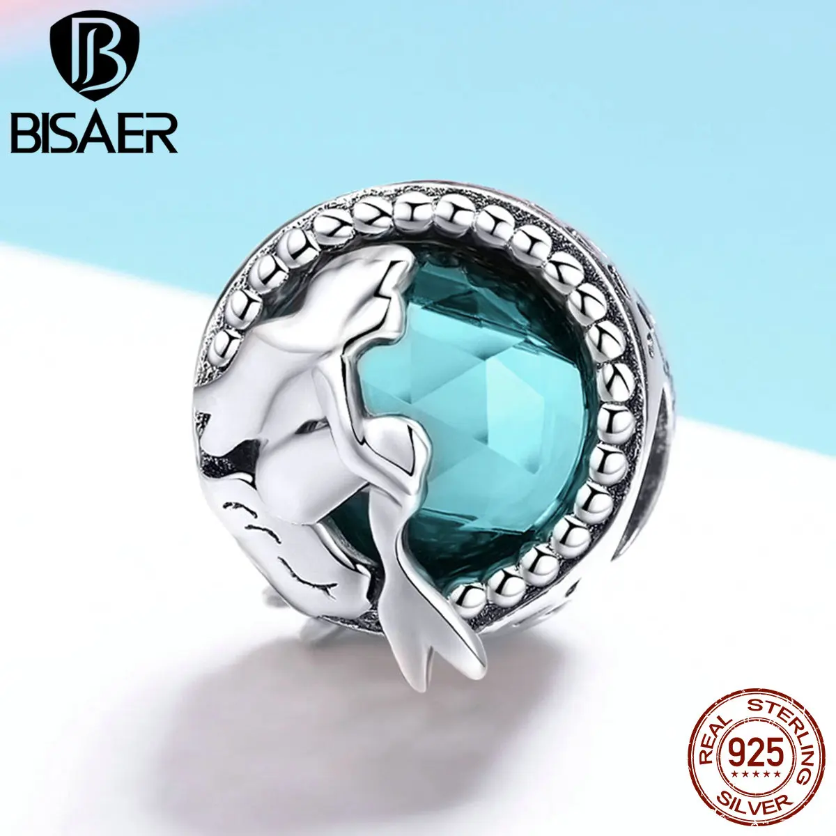 

BISAER Hot Sale 925 Sterling Silver Mermaid's Story Fairy Charms Beads fit Girls Bracelets DIY Silver 925 Jewelry Making ECC894
