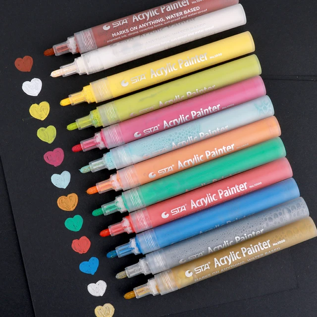 STA 24 Colors Waterproof Acrylic Paint Marker Water Based Paint Markers
