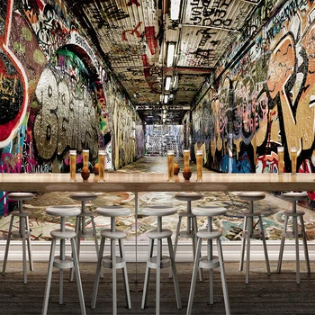 

Custom Mural Wallpaper 3D Stereo Space Street Graffiti Bar KTV Backdrop Wall Painting Art Wallpaper Wall Covering Papel De Pared