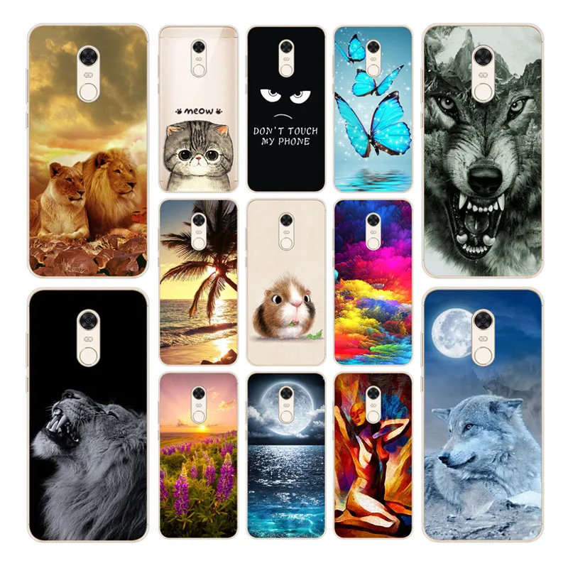 

For Xiaomi Redmi 5 Plus Case Cover Xiaomi Redmi 5 Case Cool Lion Painted Soft Silicone Phone Back Case FOR Redmi 5 5Plus Cases