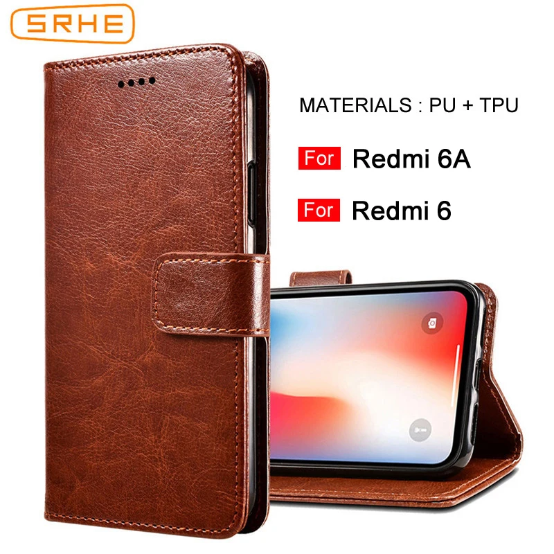 

SRHE For Xiaomi Redmi 6A Case Cover For Xiaomi Redmi 6 Flip Leather Wallet Silicone Case For Redmi 6A Redmi6 With Magnet Holder