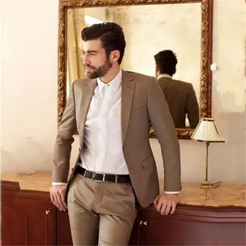 

Custom Mens Suits Fashion Wedding Brown Groom Prom Suits For Men Masculino Trajes De Hombre Suit For Male 2 Pieces(Jacket+Pant)