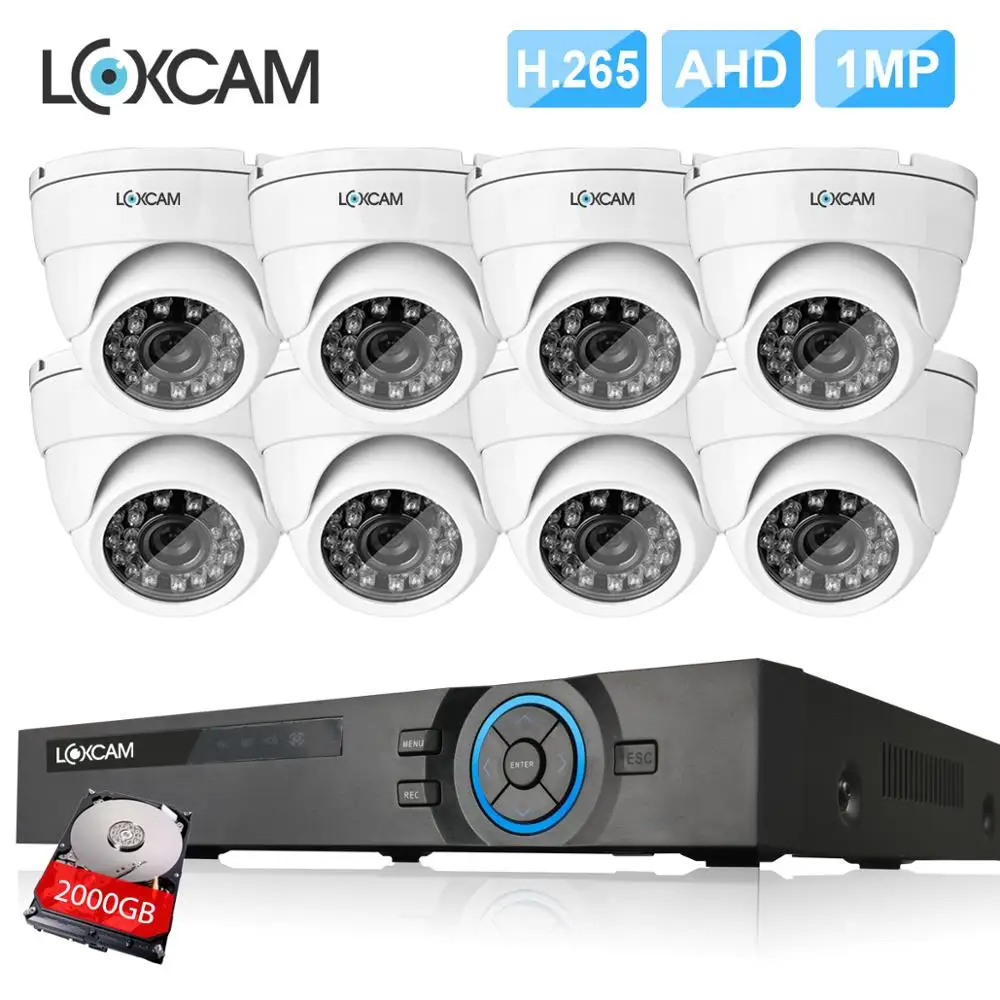 h.265 8CH HDMI 1080P DVR System 720P IP66 in/outdoor waterproof Cameras