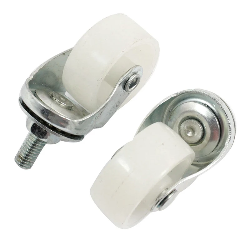

4Pcs Market Cart 8mm Thread Dia 1.5 inch Rotary Round Wheel Swivel Caster 360 Rotation Type Nylon Metal Market Cart Caster Wheel