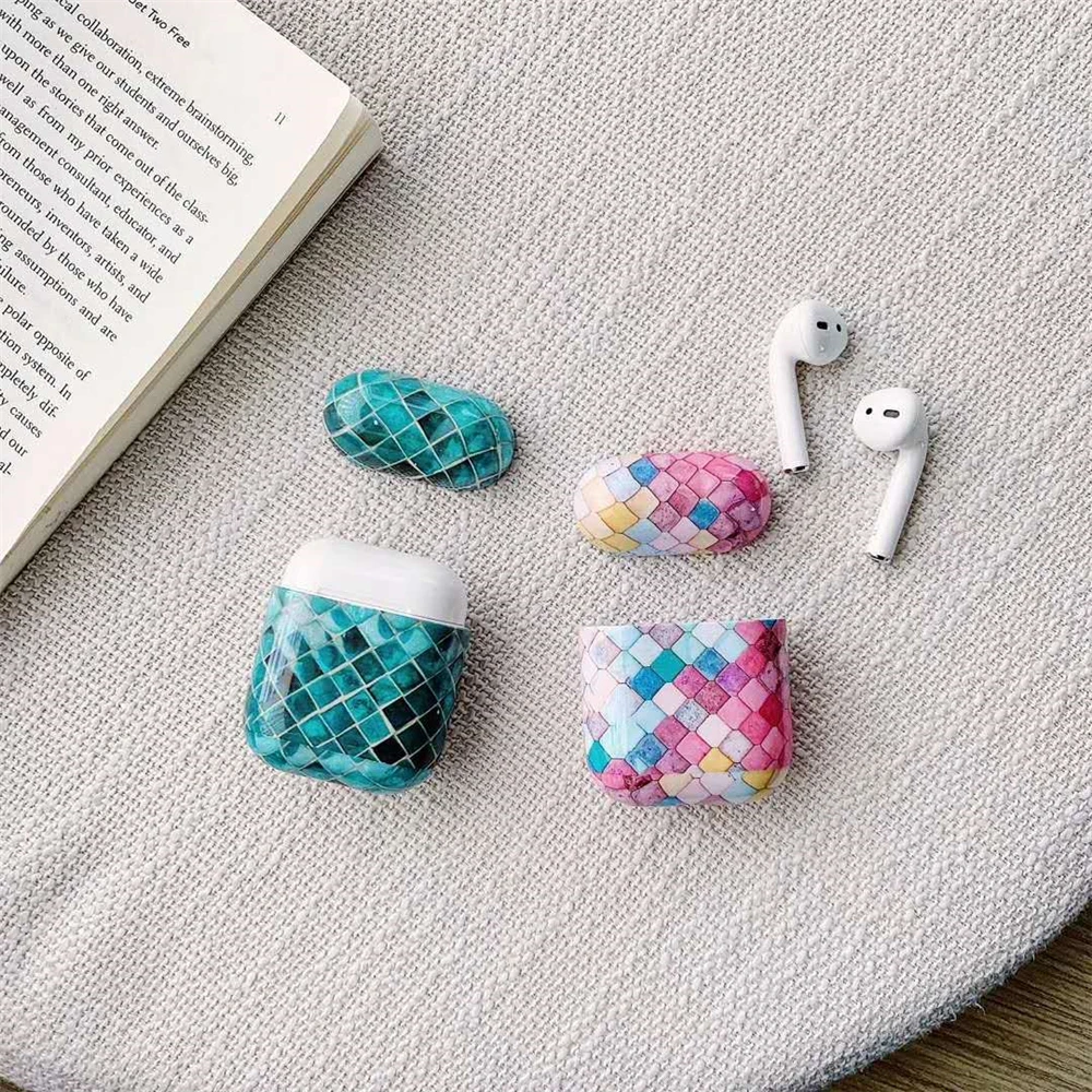 

Dust Guard Cases Hard Plastic Cover for Air pods Luxury Diamond Pattern Bluetooth Wireless Earphone Case For Apple Airpods 1 2