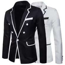 Блейзер мужские дизайнерские костюмы цветная окантовка дизайн куртка Мужские Сценические костюмы певцы одежда masculino homme черный белый