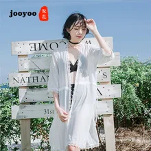 Кружевной кардиган шаль пальто Кондиционер рубашка женская летняя тонкая вне моря праздник Длинная пляжная Солнцезащитная одежда