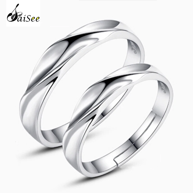 Saesee 1pair Couples Rings For Women And Men White Gold Color