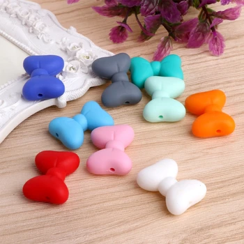 

5Pcs Bow Silicone Teething Bead DIY Chew Necklace Pendent Baby Teether Making