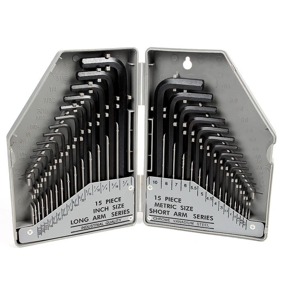 

30pcs Hex Key Wrench 45# Steel Hex Spanner Lengthened Handle Driver Tools Set Hand Tool Set