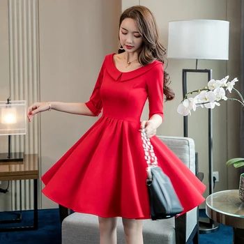 

Autumn Elegant Ball gown dress Peter pan collar pinched waist vestido de festa party dress vestidos plus size abendkleider XXXXL