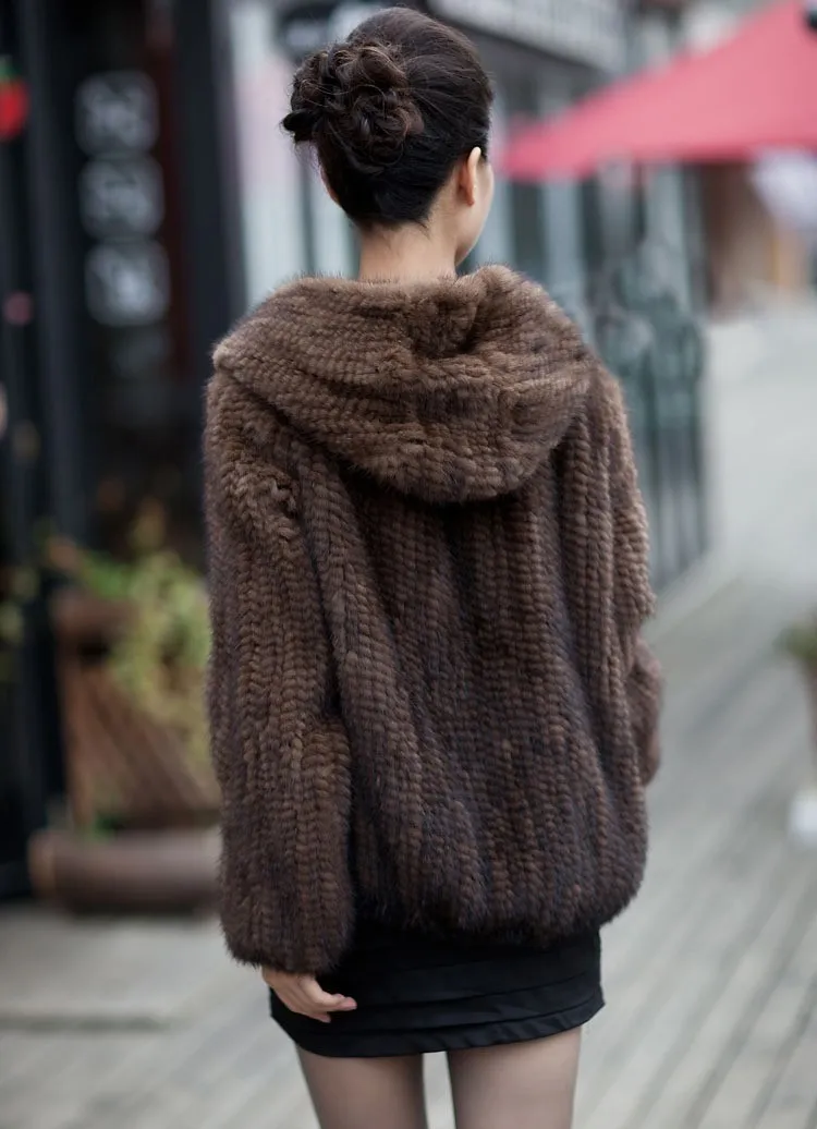 Зимнее меховое пальто, куртка для женщин, натуральное вязаное Норковое меховое пальто с капюшоном размера L to3XL размера плюс, толстовки