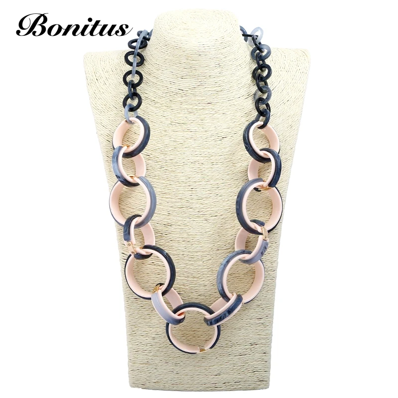 

[Bonitus Jewelry Store]NewArrival Fashion Statement Vintage Necklaces High-Polished Lucite Plastic For Women Neck HOT06N3090