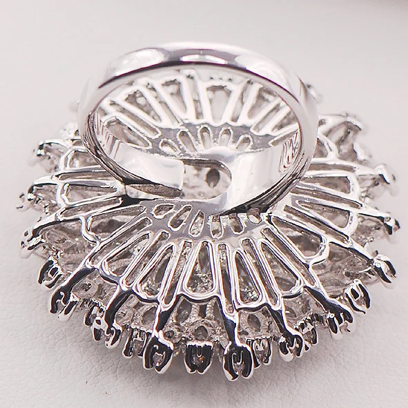 Огромный белый Кристалл Циркон 925 пробы Серебряное женское кольцо размер 7 8 9 10 11 12 F584 модные ювелирные изделия оптом