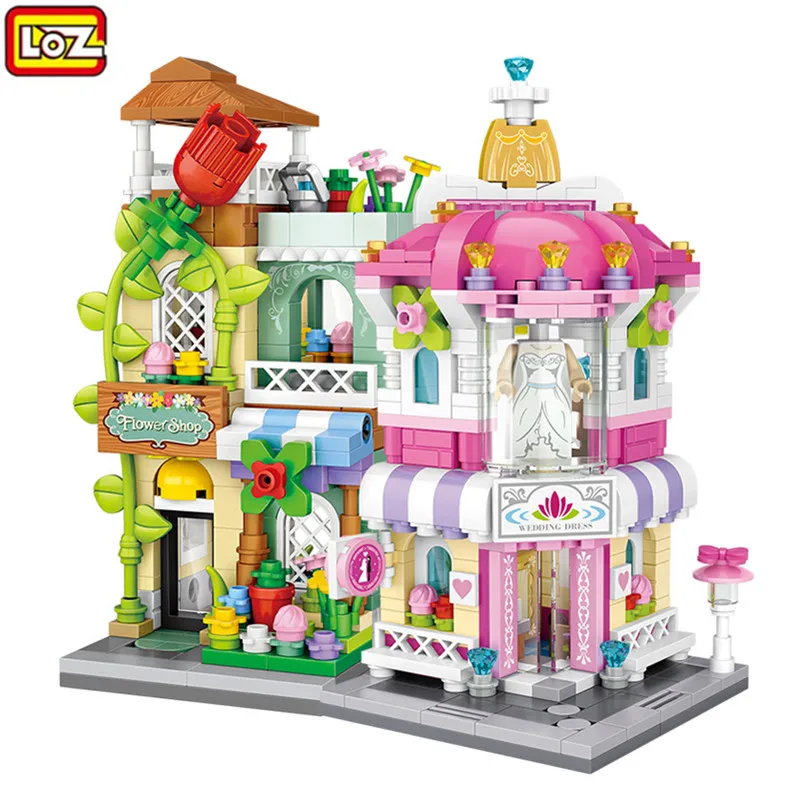 

LOZ Hot Mini Bricks City Street View Wedding Flower Store 3D Architecture Mini Buliding Blocks Loz Girls Gifts for Kids Birthday