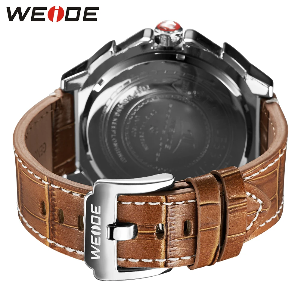 WEIDE бренд Relogio Masculino водонепроницаемые часы с компасом Мужские Аналоговые часы с ремешком из натуральной кожи военные наручные часы