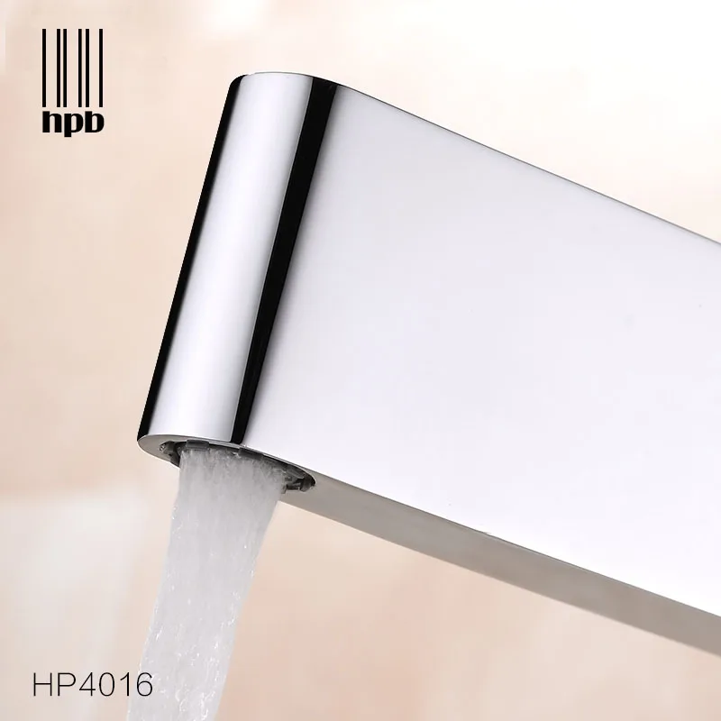 HPB Brass Kitchen Faucet Bathroom Sink Basin Mixer Tap Deck Mounted Single Hole Hot and Cold Water Swivel  Spout Chrome HP4016
