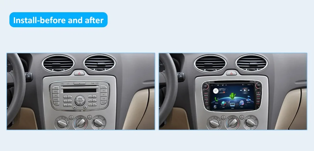 Discount Octa core 2 Din Android 8.1 Car DVD Player Radio Online Maps GPS Navigation WIFI for Ford focus II Galaxy Transit Tourneo Mondeo 5