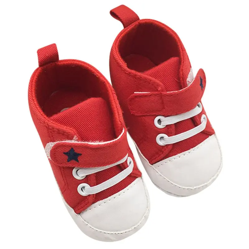 Baby Shoes In Baby First Walker Newborn Baby Laces Up Soft Soled Crib Shoes Boys Girls Cotton Sneaker First Walker Prewalker
