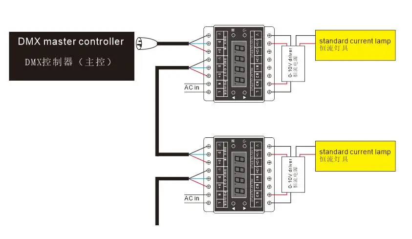 DMX303 DMX512 до 0-10 в преобразователь сигнала, 3 CH выход, с цифровым дисплеем трубки, черный корпус, 0-10 в диммер драйвер