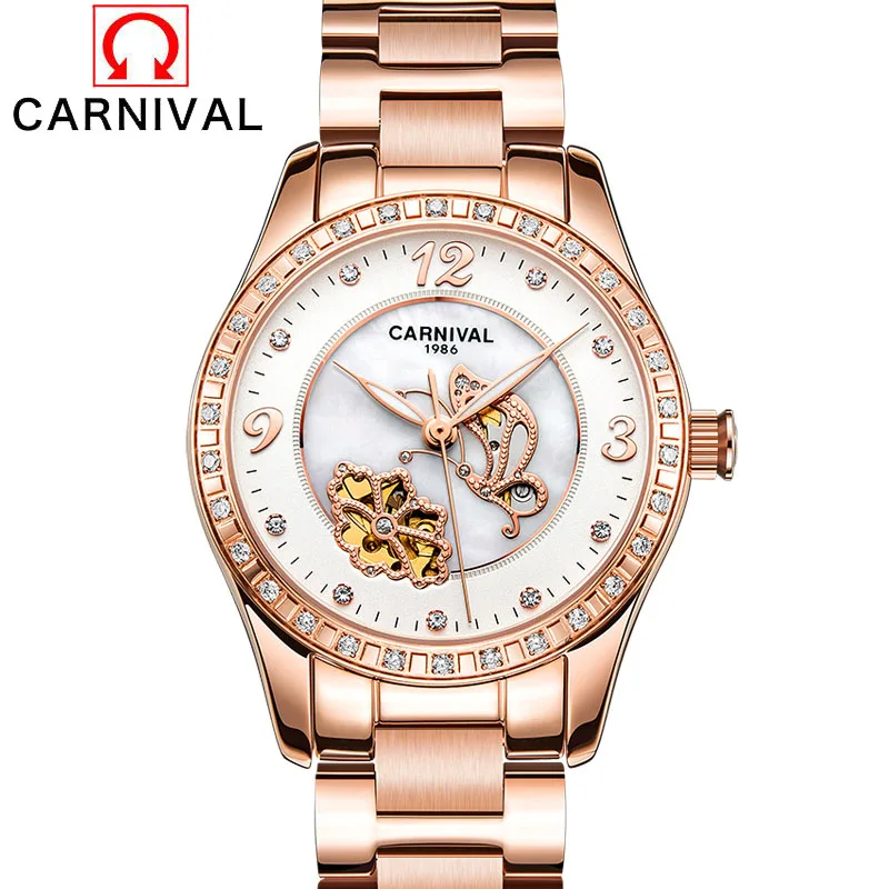 Top Brand Luxury Diamonds Fashion Dress Watch Ladies Automatic Mechanical Rose Gold Watch Skeleton Women Watches Relogio New Top Brand Luxury Diamonds Fashion Dress Watch Ladies Automatic Mechanical Rose Gold Watch Skeleton Women Watches Relogio New