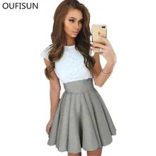 Oufisun модная женская летняя плиссированная юбка Повседневная однотонная мини-юбка с высокой талией Элегантные женские тонкие короткие юбки Новинка